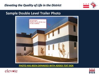 Elevating the Quality of Life in the District
 Elevating the Quality of Life in the District
 Sample Double Level Trailer Photo




           PHOTO HAS BEEN EXPANDED WITH ADDED TEXT BOX
 