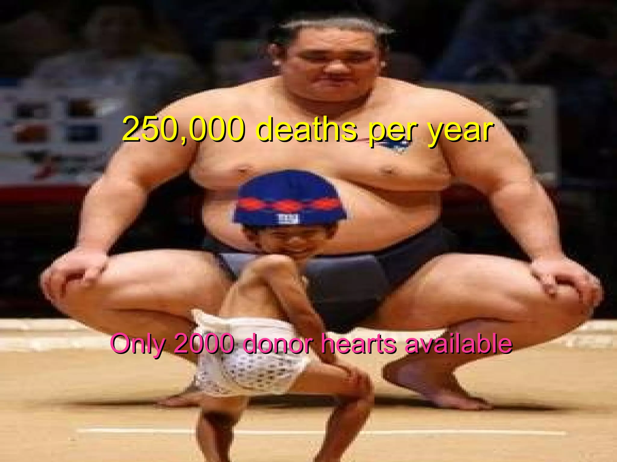 250,000 deaths per year Only 2000 donor hearts available 