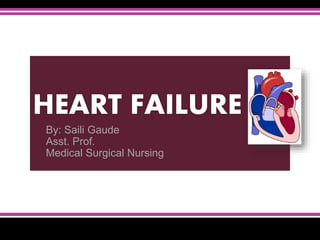HEART FAILURE
By: Saili Gaude
Asst. Prof.
Medical Surgical Nursing
 