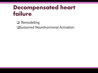 Decompensated heart
failure
 Remodelling
Sustained Neurohormonal Activation
 