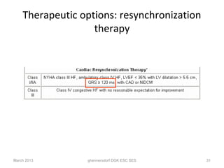Therapeutic options: resynchronization
                   therapy




March 2013       ghennersdorf DGK ESC SES    31
 