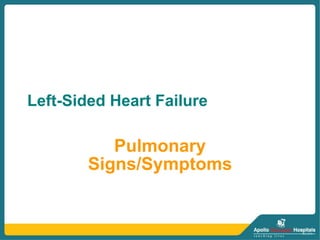 Left-Sided Heart Failure
Pulmonary
Signs/Symptoms
 