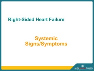 Right-Sided Heart Failure
Systemic
Signs/Symptoms
 