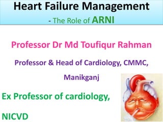 Professor Dr Md Toufiqur Rahman
Professor & Head of Cardiology, CMMC,
Manikganj
Ex Professor of cardiology,
NICVD
Heart Failure Management
- The Role of ARNI
 