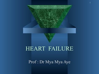 1




HEART FAILURE

Prof : Dr Mya Mya Aye
 