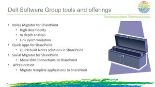 Dell Software Group tools and offerings
• Notes Migrator for SharePoint
• High data fidelity
• In depth analysis
• Link synchronization
• Quick Apps for SharePoint
• Quick build Notes solutions in SharePoint
• Social Migrator for SharePoint
• Move IBM Connections to SharePoint
• APPceleration
• Migrate template applications to SharePoint
© 2014, Information Control Company24
 