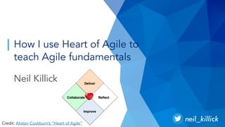 How I use Heart of Agile to
teach Agile fundamentals 
 
Neil Killick
neil_killickCredit: Alistair Cockburn’s “Heart of Agile”
 