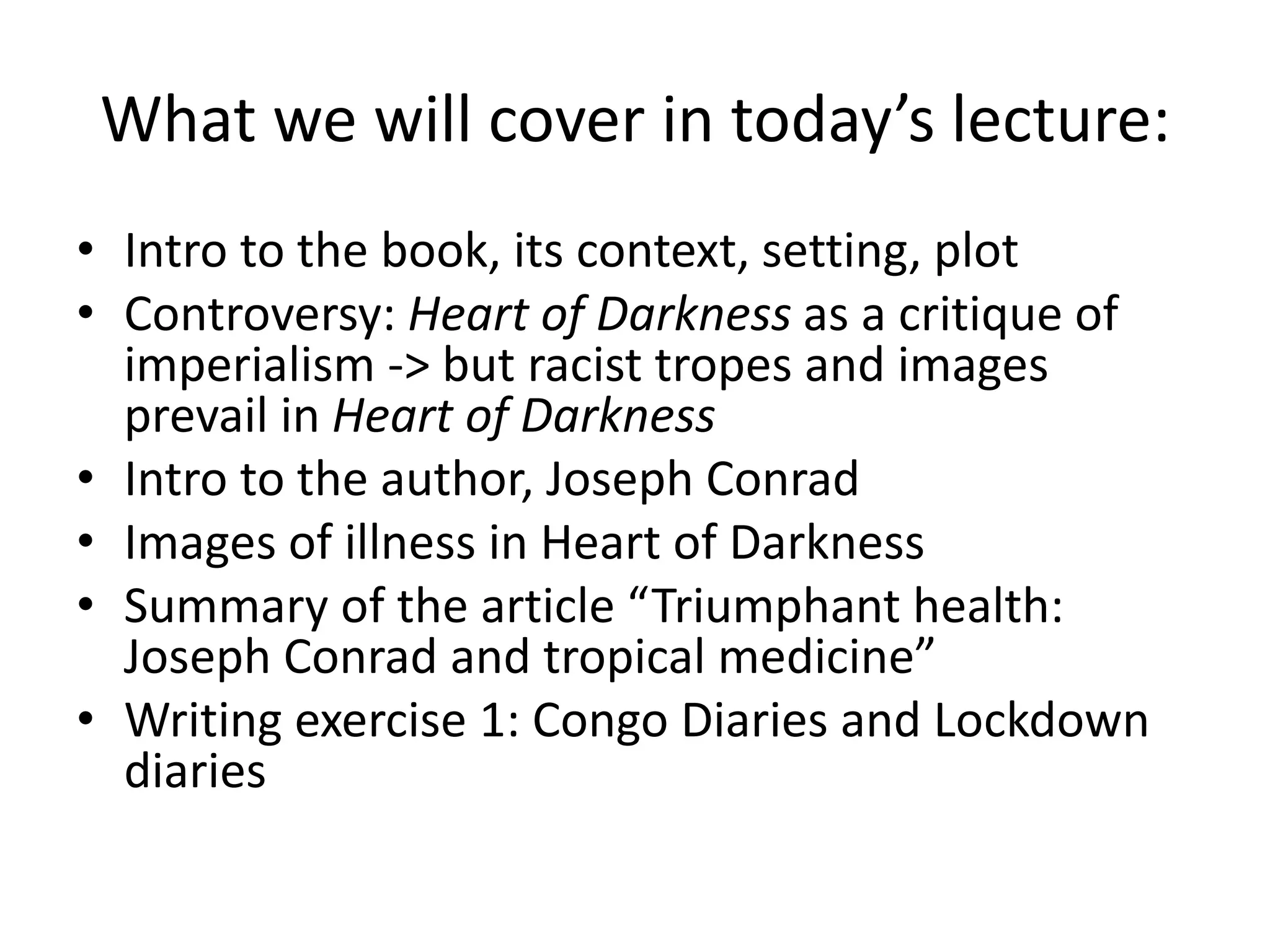 Heart of darkness lecture 1(1) | PPT