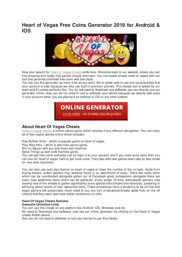 Heart Of Vegas Free Coins Generator 2019 For Android And Iphone