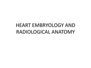 HEART EMBRYOLOGY AND
RADIOLOGICAL ANATOMY
 