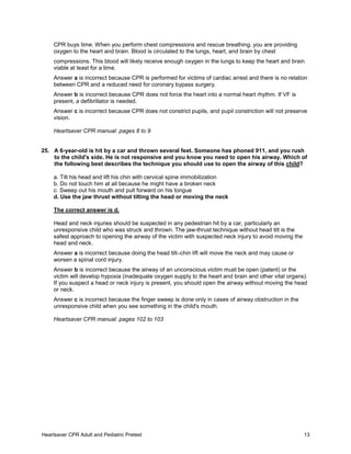 Heartsaver cpr pretest_with_annotated_answer_key | PDF