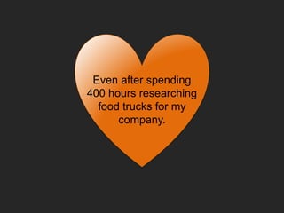 Even after spending
400 hours researching
food trucks for my
company.