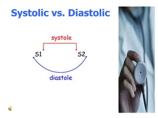 Systolic vs. Diastolic  systole S1     S2 diastole 