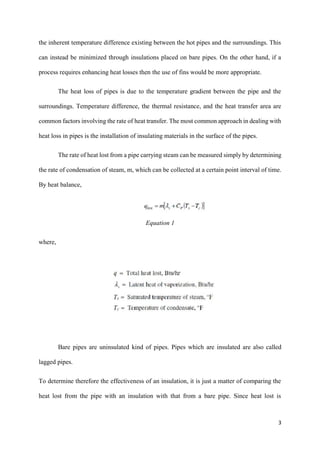 Heat loss in Bare and Lagged Pipes- Ed Ryan M. Ruales | PDF