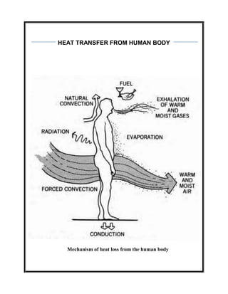 HEAT TRANSFER FROM HUMAN BODY
Mechanism of heat loss from the human body
 