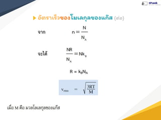 อัตราเร็วของโมเลกุลของแก๊ส (ต่อ)
 