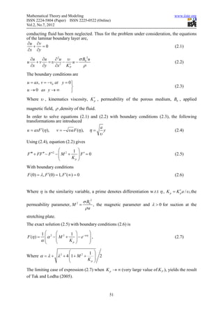 Heat and mass transfer on mhd flow through a porous medium | PDF