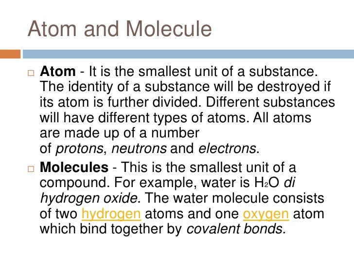 What is the difference between atoms and molecules?