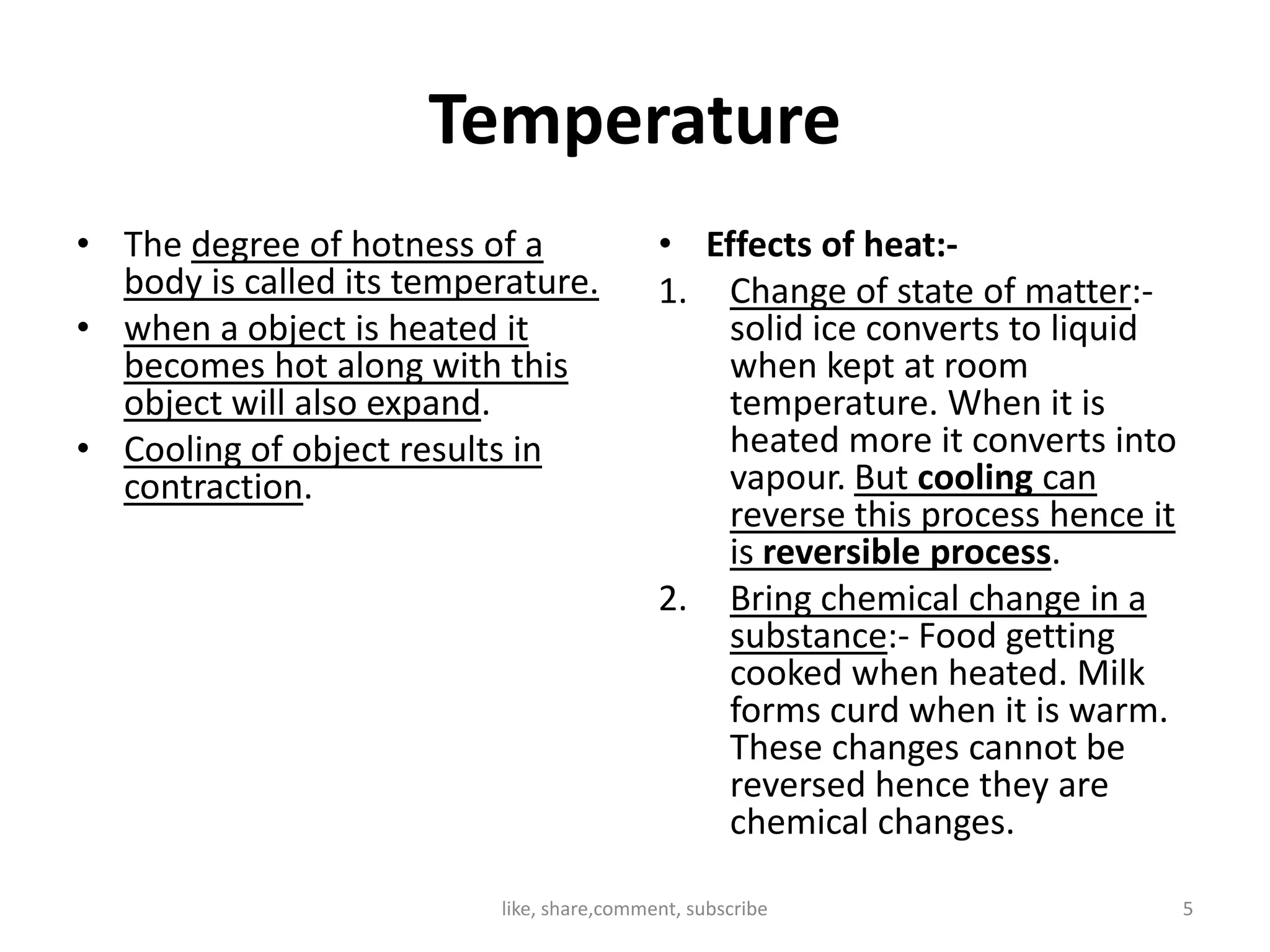 Heat and temperature grade 7 notes PPT