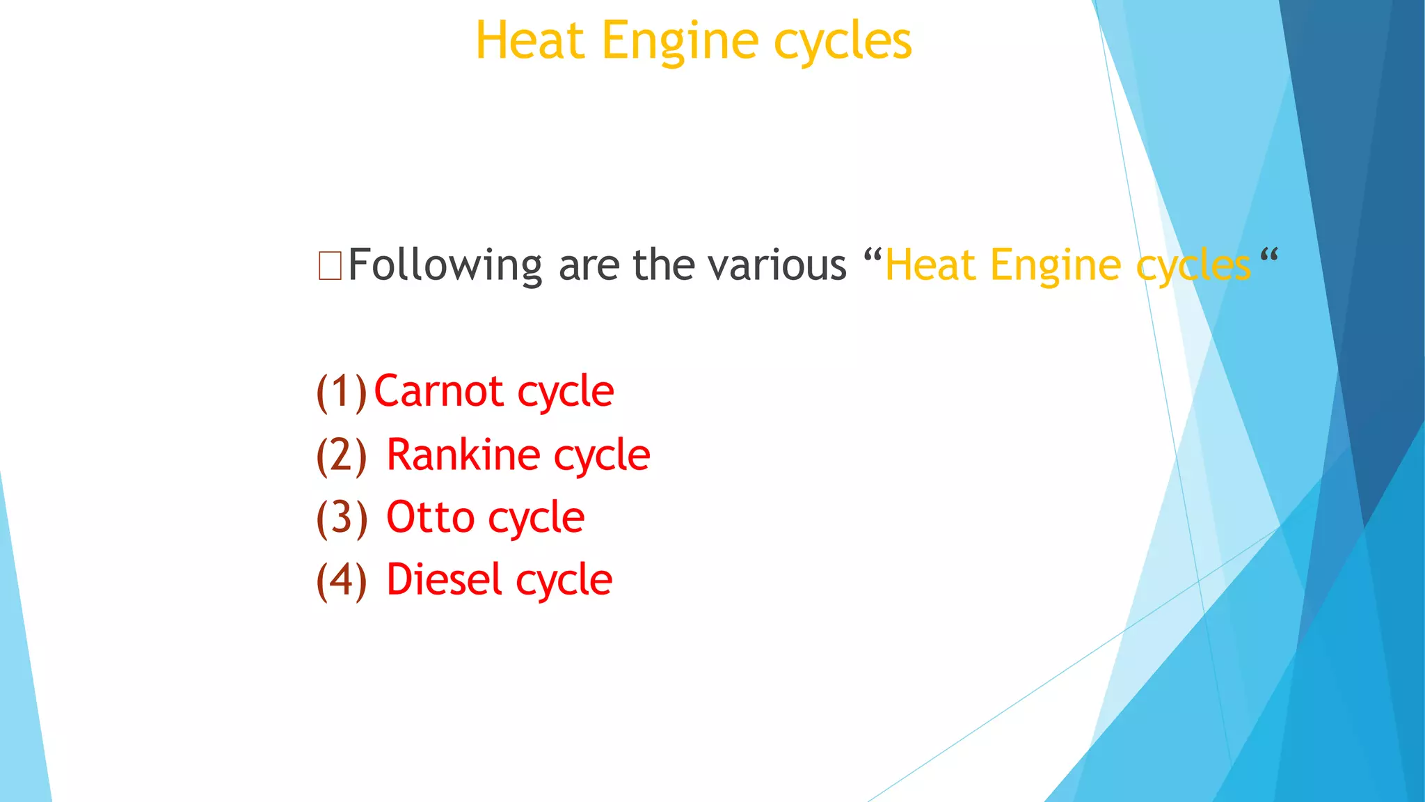Heat engine thermodynamics for basic mechanical engineering | PPTX