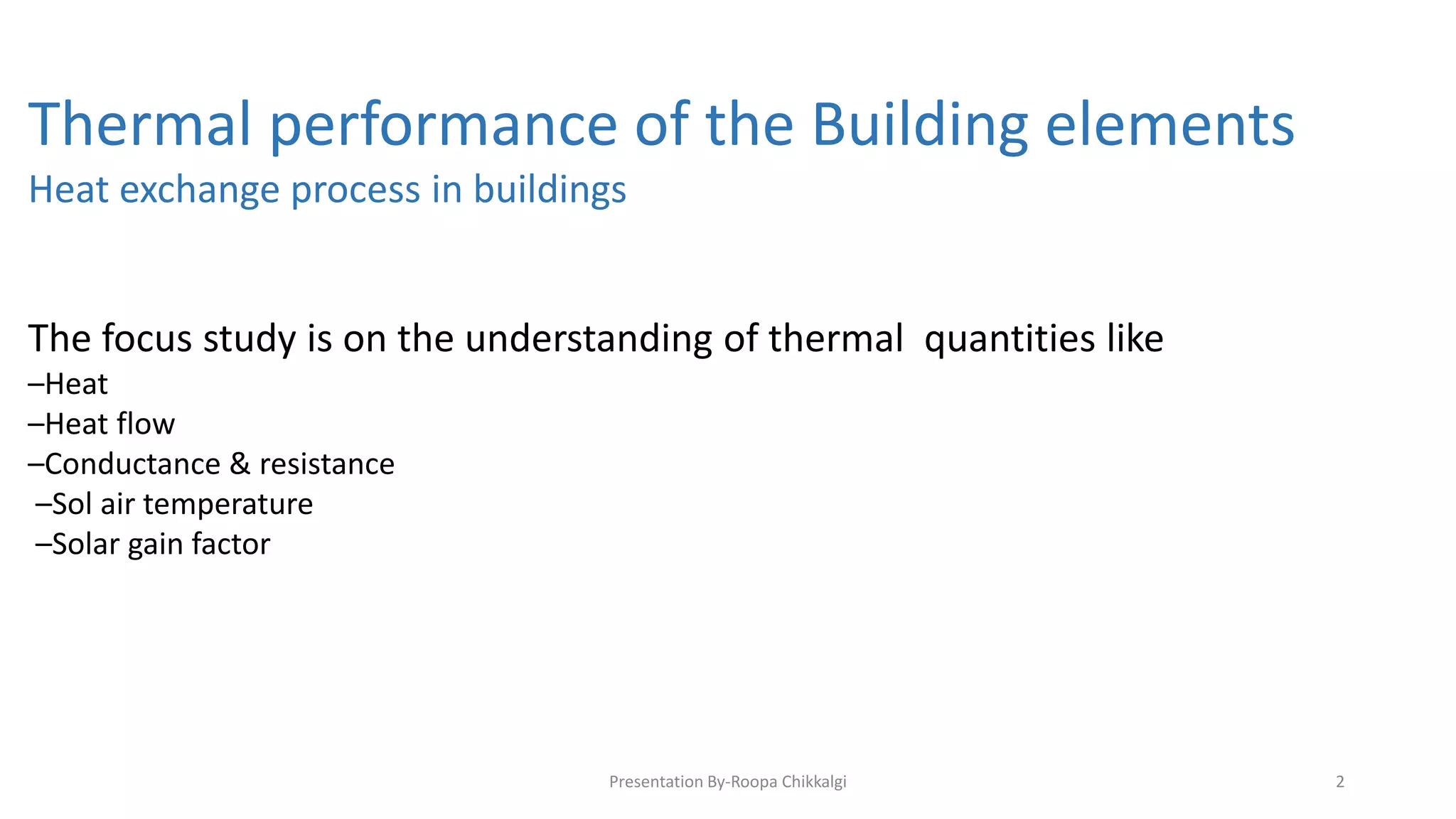 Heat exchange process in a building | PPTX