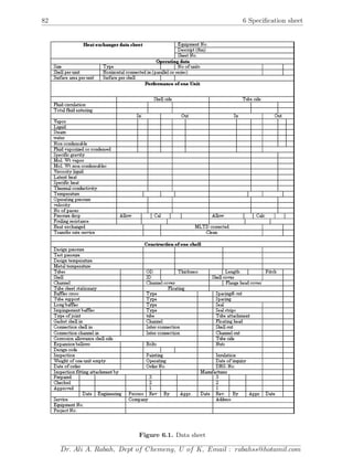 82 6 Speciﬁcation sheet
Figure 6.1. Data sheet
Dr. Ali A. Rabah, Dept of Chemeng, U of K, Email : rabahss@hotamil.com
 