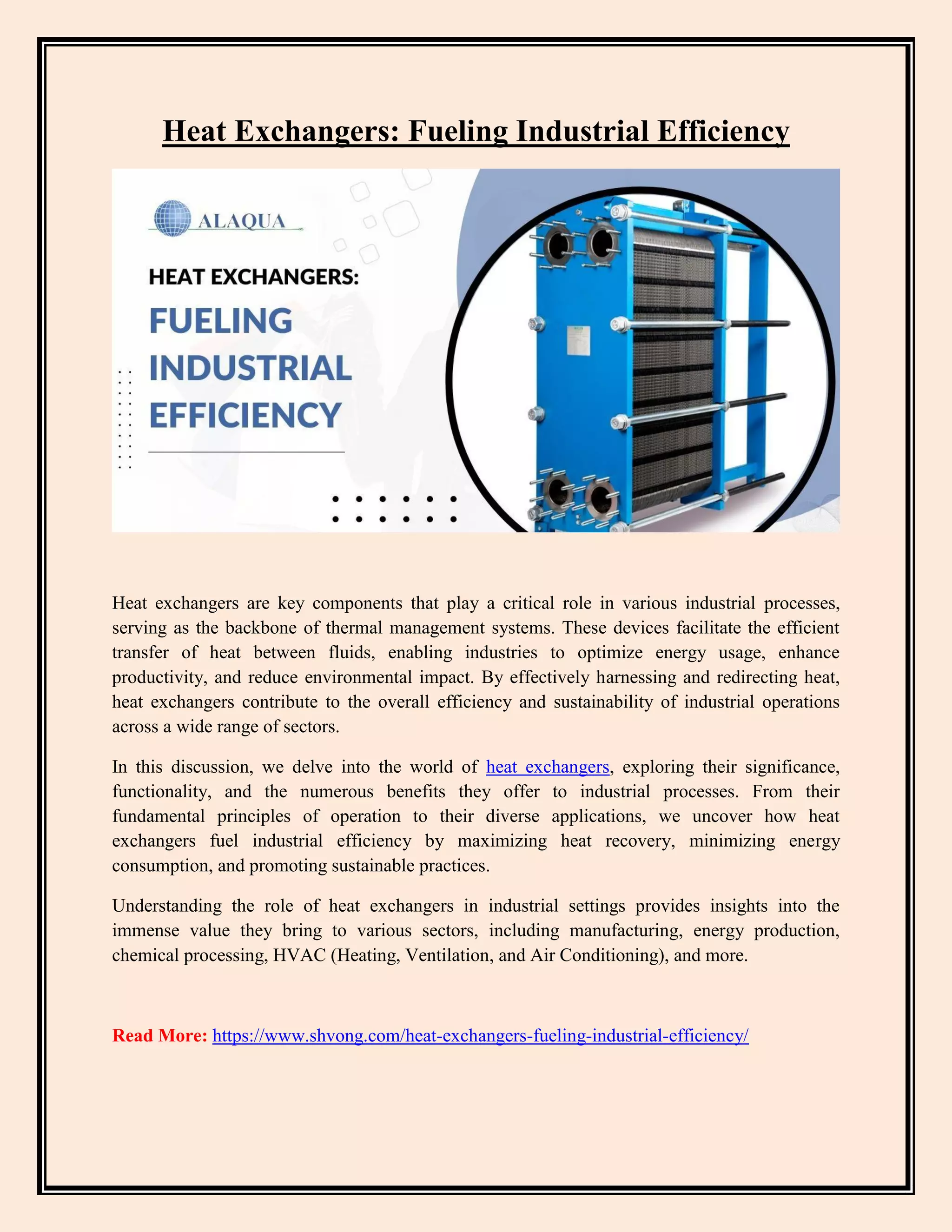 Heat Exchangers Fueling Industrial Efficiency.pdf | Business and Finance