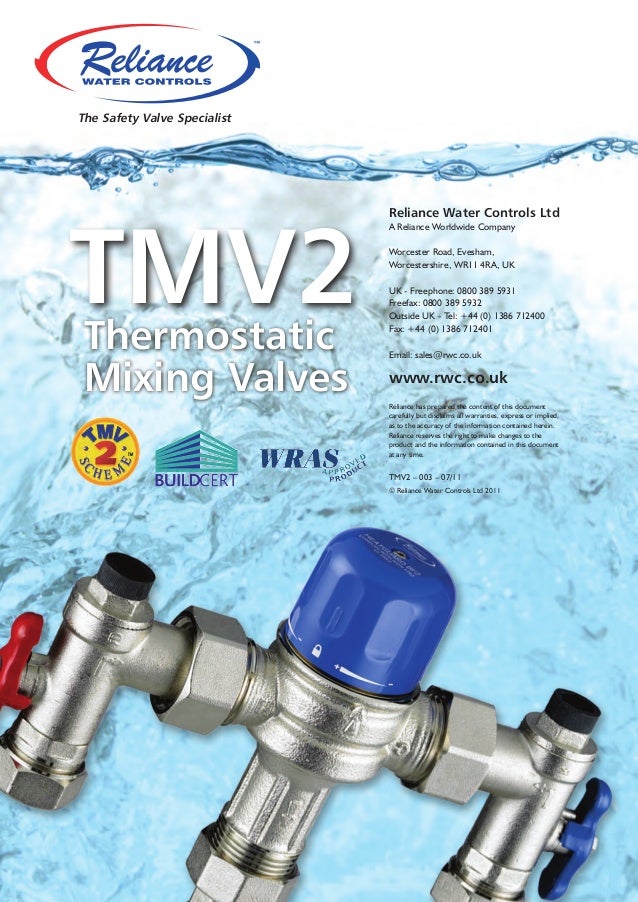 TMV2 Thermostatic Mixing Valves Reliance Water Controls Brochure
