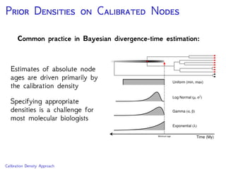 I F C
Because fossils are
part of the
diversiﬁcation process,
we can combine fossil
calibration with
birth-death models
Domestic dog
Spotted seal
Giant panda
Spectacled bear
Sun bear
Am. black bear
Asian black bear
Brown bear
Polar bear
Sloth bear
Zaragocyon daamsi
Ballusia elmensis
Ursavus brevihinus
Ailurarctos lufengensis
Ursavus primaevus
Agriarctos spp.
Kretzoiarctos beatrix
Indarctos vireti
Indarctos arctoides
Indarctos punjabiensis
Giant short-faced bear
Cave bear
Fossil and Extant Bears (Krause et al. BMC Evol. Biol. 2008; Abella et al. PLoS ONE 2012)
 