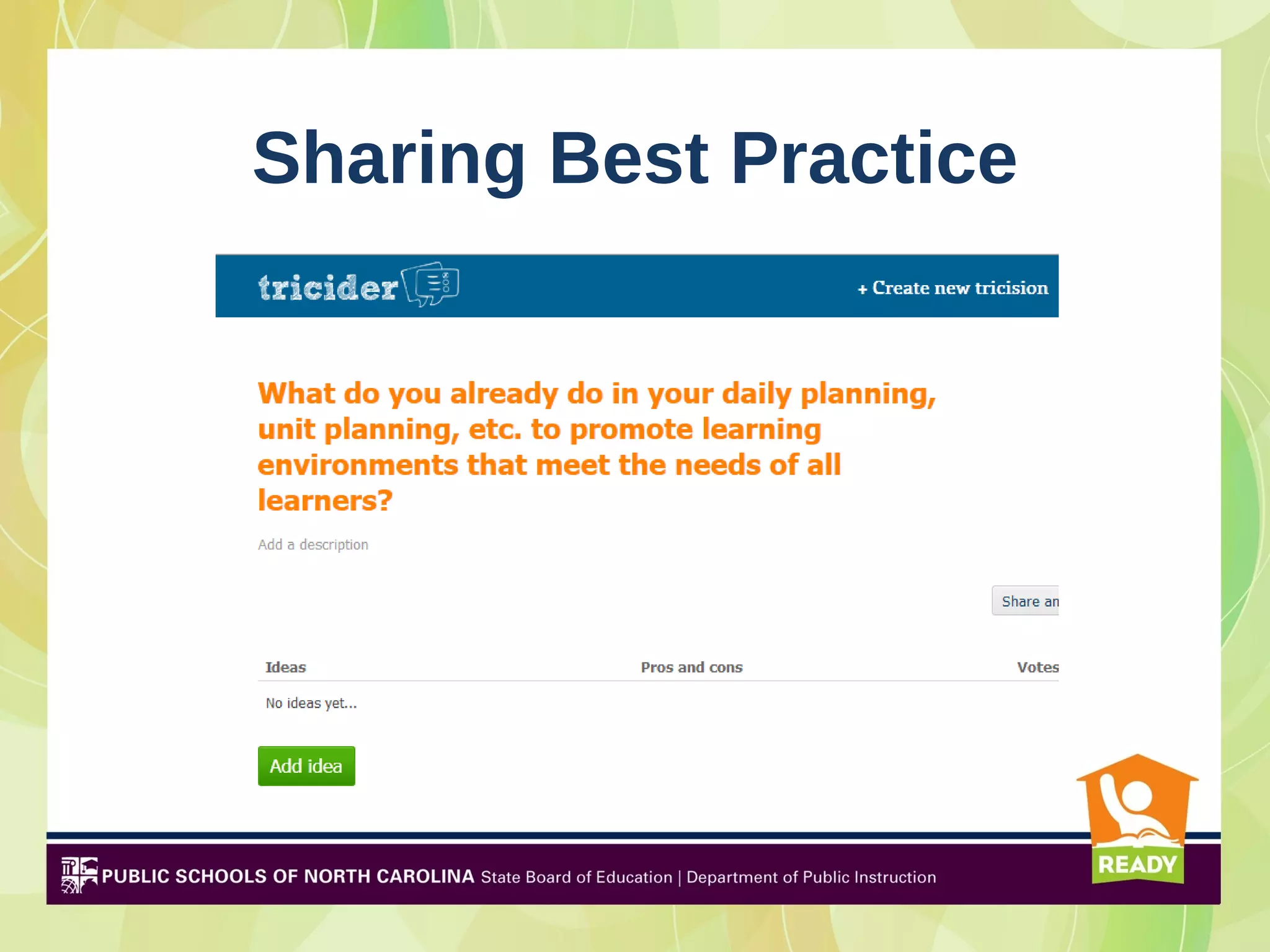 Sharing Best Practice
 
