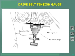 TOYOTA COURSE 752 – AIR CONDITIONING & CLIMATE CONTROL 45
DRIVE BELT TENSION GAUGE
PAGE 4-11
Belt Tension Gauge
A/C Compressor
Crankshaft Pulley
 