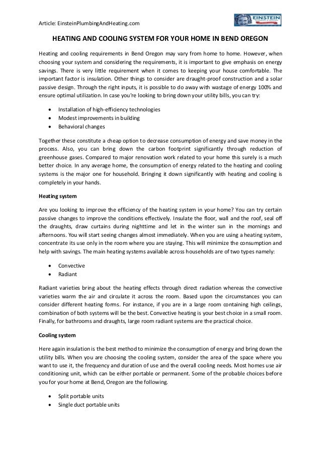 Heating and cooling system for your home in bend oregon