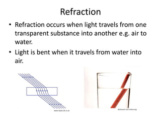 Plane Mirrors 
When viewing yourself in a flat mirror your 
reflection appears reversed. This is known as 
lateral inversion. 
www.telegraph.co.uk 
 