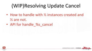 (WIP)Resolving Update Cancel
• How to handle with ½ instances created and
½ are not.
• API for handle_%s_cancel
 