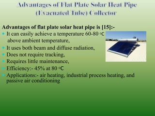 The Conception, Types, and Applications of Heat Pipe Solar Collector | PDF
