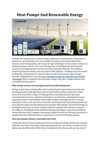 Heat Pumps And Renewable Energy - Vindsol | PDF