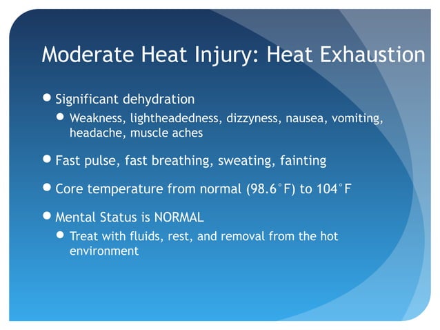 Heat Related Illness and Injuries | PPT