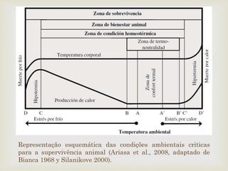 
Representação esquemática das condições ambientais criticas
para a supervivência animal (Ariasa et al., 2008, adaptado de
Bianca 1968 y Silanikove 2000).
 