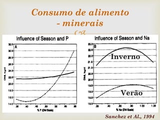 
Verão
Inverno
Sanchez et Al., 1994
Consumo de alimento
- minerais
 