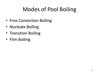 Modes of Pool Boiling
• Free Convection Boiling
• Nucleate Boiling
• Transition Boiling
• Film Boiling
260
 