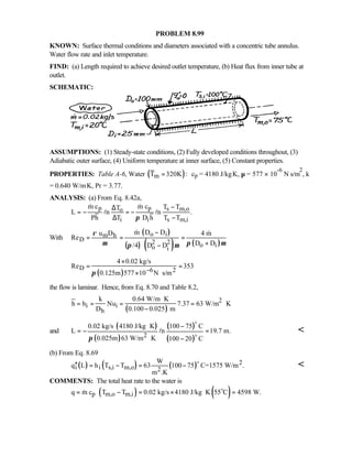 Heat transfer 5th ed incropera solution manual