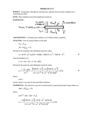 Heat transfer 5th ed incropera solution manual