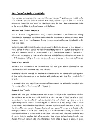 Heat Transfer Assignment Help | PDF