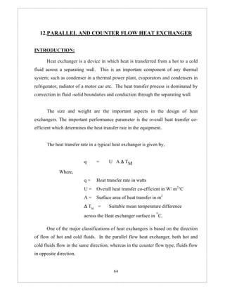Heat transfer experiment for chemical engineering student | PDF