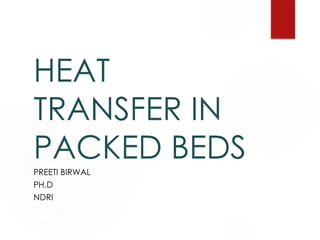 HEAT
TRANSFER IN
PACKED BEDS
PREETI BIRWAL
PH.D
NDRI
PH.D (DE)
14-P-DE-02
 