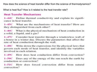 How does the science of heat transfer differ from the science of thermodynamics?
What is heat flux? How is it related to the heat transfer rate?
 