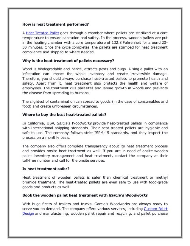 Heat treated pallet benefits and uses