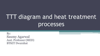 TTT diagram and heat treatment
processes
By:
Saumy Agarwal
Asst. Professor (MED)
BTKIT Dwarahat
 