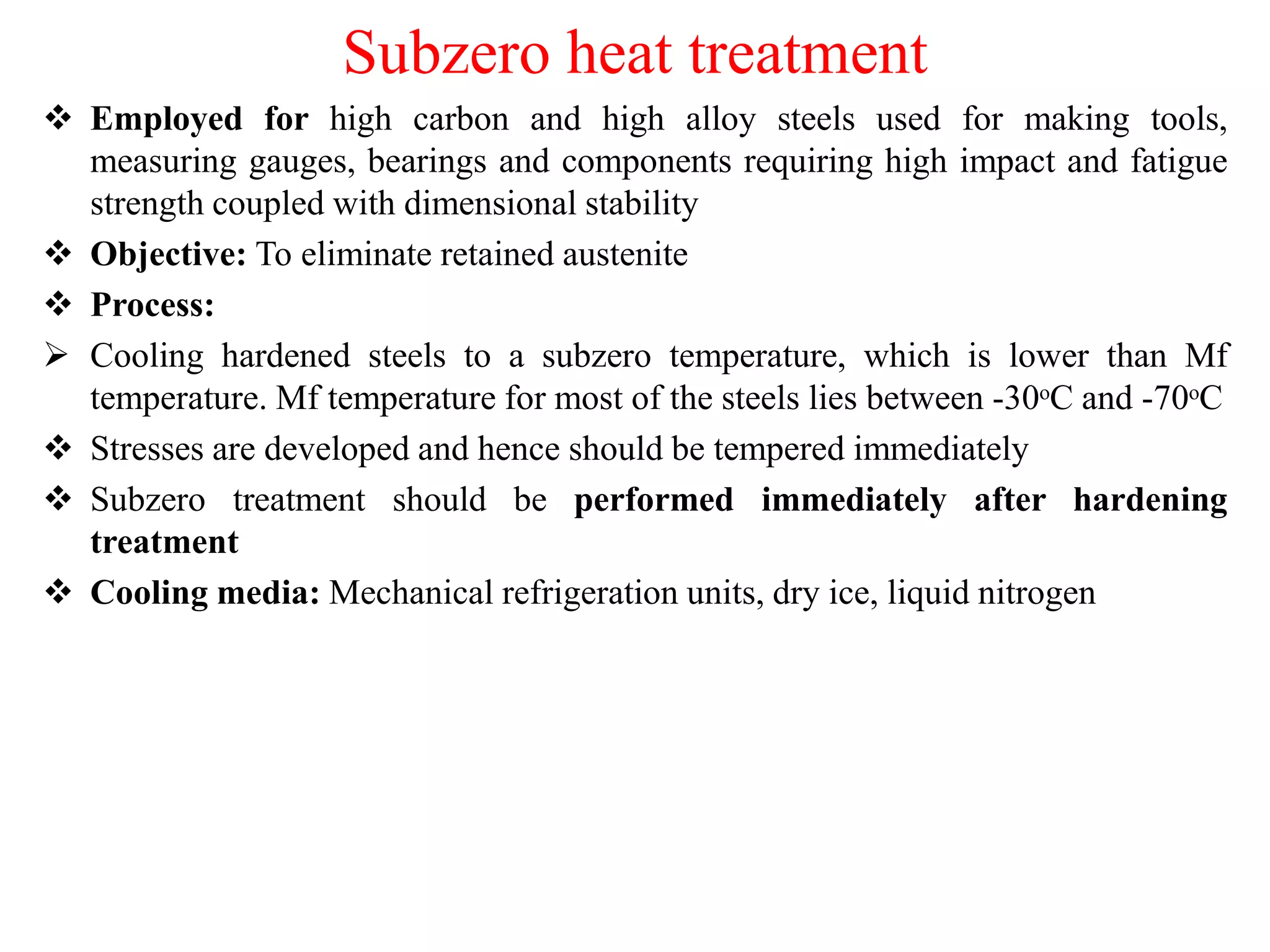 Sub Zero Process Heat treatment of steels- I | PPTX