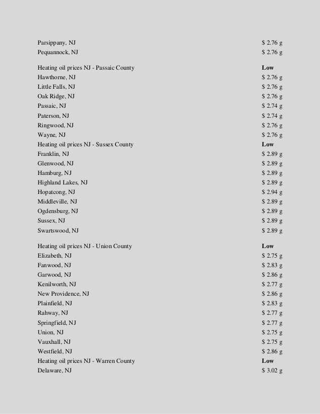 Heating Oil Prices in NJ as of 10/23/2014 Heatwave, llc